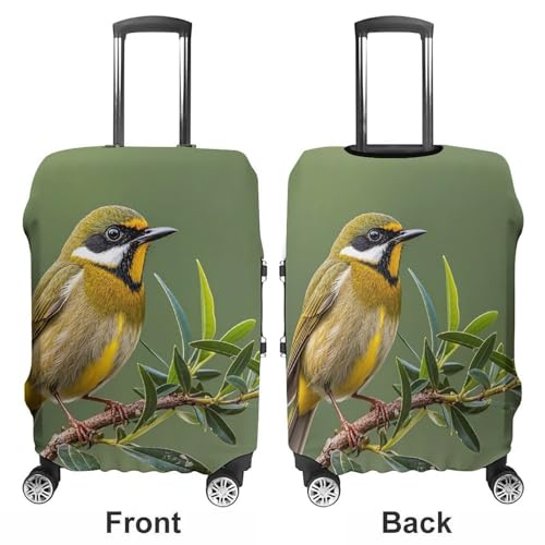 Outdoor Olive Green Flowering Birds Luggage Cover Dustproof Travel Suitcase Cover Elastic Suitcase ProtectorFit 19-32 Inch Luggage，S3