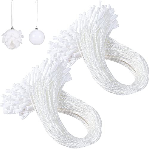 Shappy 400 Pieces Ornament Hangers Snap Locking Ropes Hang Tag Ornament Fasteners Precut Hanging Ropes Fasteners For Christmas Halloween Holiday Ornament Decorations (White) #TOP27