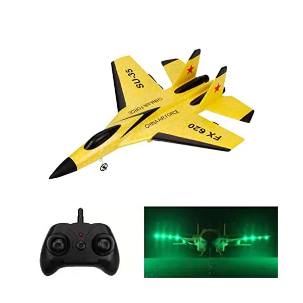 RC Flugzeug – 4 Richtungsfliegen, 2-Kanal-Fernbedienung 2,4 GHz ferngesteuerte Flugzeuge, EPP-Schaumstoff-Spielzeugflugzeug – Mini-Flugzeug ferngesteuertes Flugspielzeug (Gelb) – Bild 3
