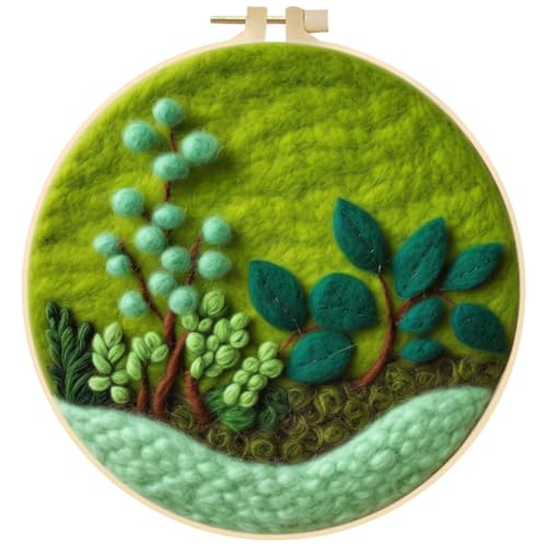 Zcargel DIY Wool Felt Painting Kit for Beginners Animals Pre-Stamped Pattern Kits for Adults with Hoop Needle Felting Starter Set with Frame Tools Instructions for Home Decoration Beginner Art Craft