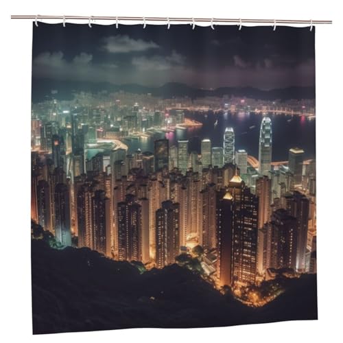 LHBWCVN Hong Kong Shower Curtain for Bathroom Decor