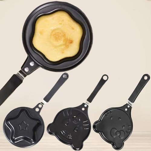 QSLKI 4PCS Mini Sarten, Sartén De Hierro Antiadherente Con Asas, Mini Induccion Portátil Huevo Frito, Hierro Antiadherente Para Huevos, Bacon, Jamón En Lonchas（Estilo 2）