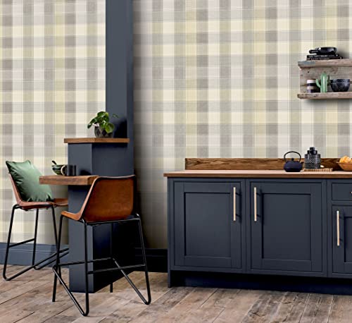 Arthouse Paste The Paper Wallpaper Country Check Grey 901902 Full Roll #TOP3