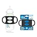 Dr. Brown's Wide-Neck Baby Bottle Handles, 100% Silicone, Easy Grip Removable Handles for Bottle to Sippy Cup Transition, Black, 4m+