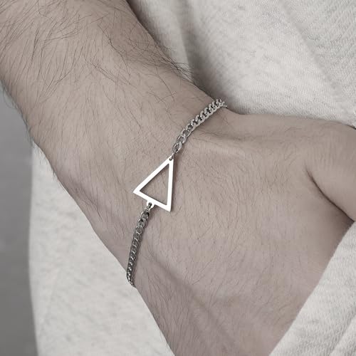 Pulsera de acero inoxidable con charms geométricos para mujeres y hombres miniatura 3
