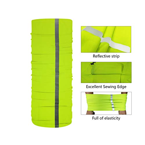 9 Pcs Reflective Bandana Face Mask Neck Gaiter, Scarf Headbands Balaclava Headwear Tube Windproof Seamless Face Cover Green #TOP1