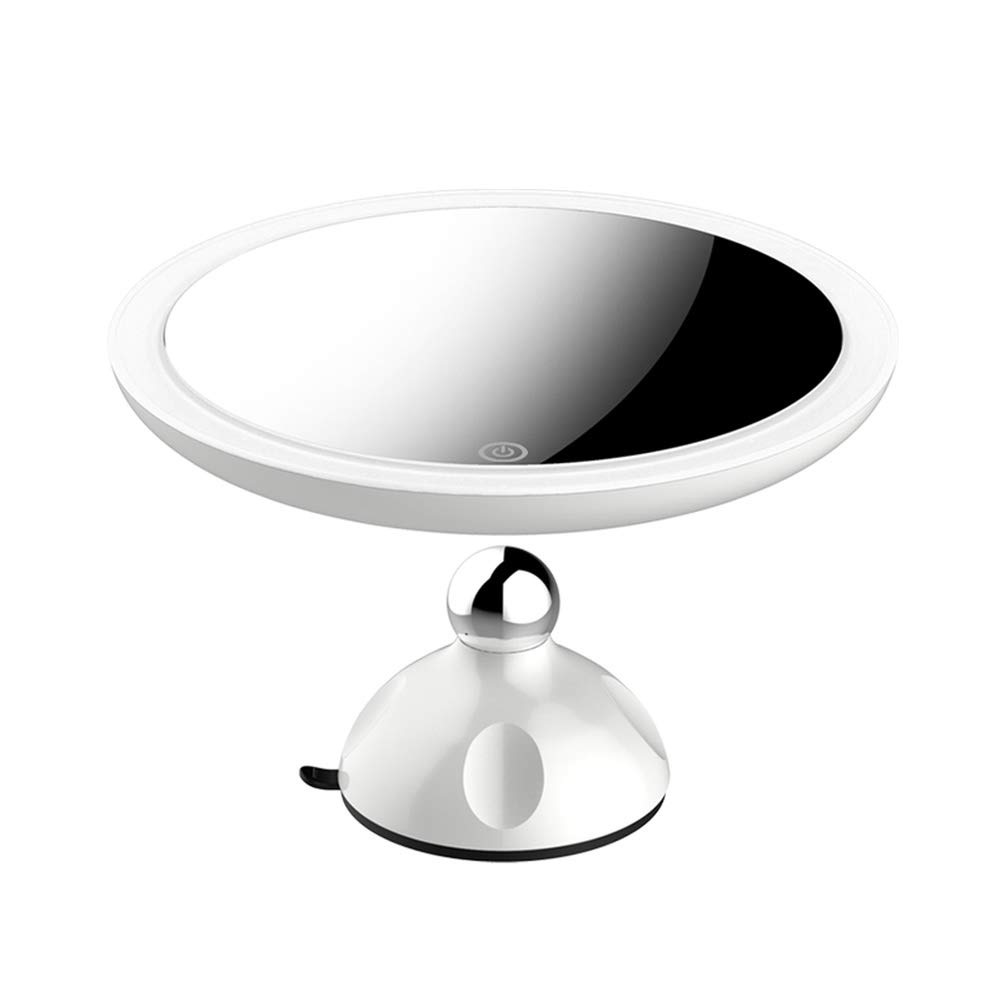 OMaju Espejo de Pared Espejo de pie, Espejo de baño con Ventosa, Carga USB, Aumento de 5X, con luz LED, para el hogar