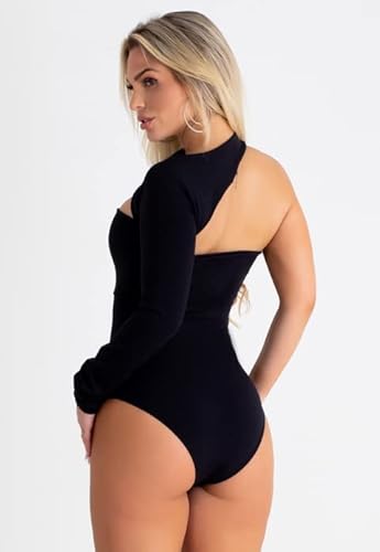 Body Para Festa Feminino Detalhado Com Decote Uma Manga Elegante Moda REF: UN119 (M)