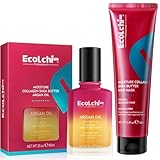 ECOLCHIPRO Collagen Hair Mask and Argan Oil Set Moisture Collagen Shea Butter Hair Treatment and Hair Oil for Dry and Damaged Hair All Hair Types 160ml+60ml