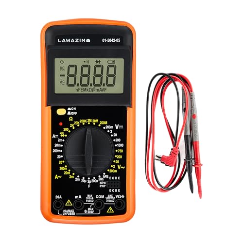 Lawazim Digital Multimeter - Auto-Ranging AC/DC Voltage Current Resistance Tester with LCD Display and Silicone Case - Ideal for Home Automotive and Electronics Use