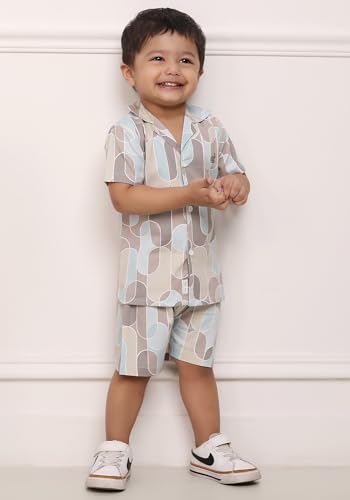 Image of POLKA TOTS 100% Cotton Co-Ord Set for Boys | Half Sleeve Shirt & Shorts Beach Outfit for Kids | Ultra-soft & Breathable Summer Clothes for Toddler & Baby Boy | Casual Dress & Printed Nightwear Set