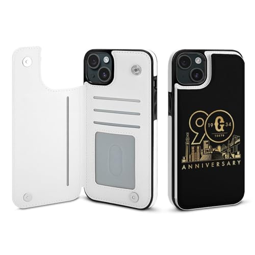 �ǔ��W���C�A���c 90���N iPhone15Plus�p�P�[�X �蒠�^ �싅���� �L�O�i �A�C�t�H��15�v���X�p�P�[�X �X�}�z�P�[�X ���z�^ PU���U�[ �ϏՌ� �g�уJ�o�[ Case �S�ʕی� ���u���@�\ �J�[�h���[