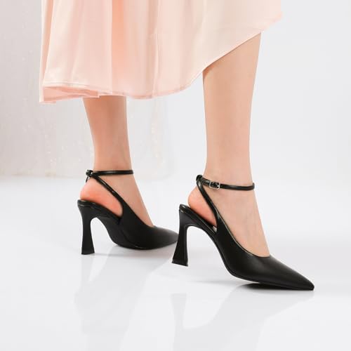 Image of Susanny Womens Slingback Closed Toe Ankle Strap High Heels Pointed Toe Pumps Comfortable Stiletto Sexy Buckle Strappy Dressy Shoes for Wedding Bridal Party Work