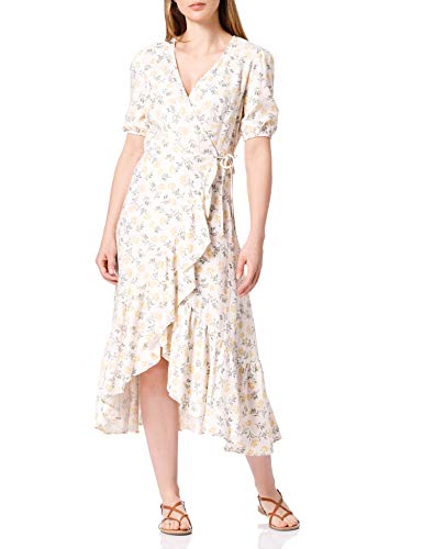 find. Vestido Midi Cruzado de Lino Mujer, Multicolor (Yellow Floral), 36, Label:...