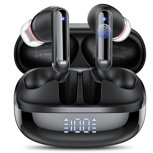Wireless Earbuds, Bluetooth 5.4 Headphones in Ear with 4 ENC Noise Cancelling Mic, New Wireless Earphones HiFi Stereo Deep Bass 40H Playtime, Dual LED Display, Bluetooth Earbuds IP7 Waterproof, USB-C