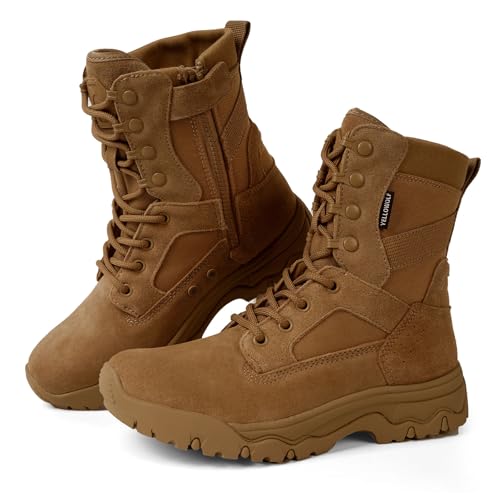 Image of Women's Tactical Boots, Motorcycle Combat Boots for Women | 8-inch work boots, side zipper; lightweight, breathable, water-resistant. For police, security, EMT, motorcycle