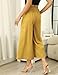 Hooever Women's Cotton Linen Culottes Pants Elastic Waist Wide Leg Palazzo Trousers Capri Pant (Yellow-XL)