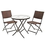 Christopher Knight Home El Paso Outdoor Folding Bistro Set, 3-Pcs Set, Multibrown