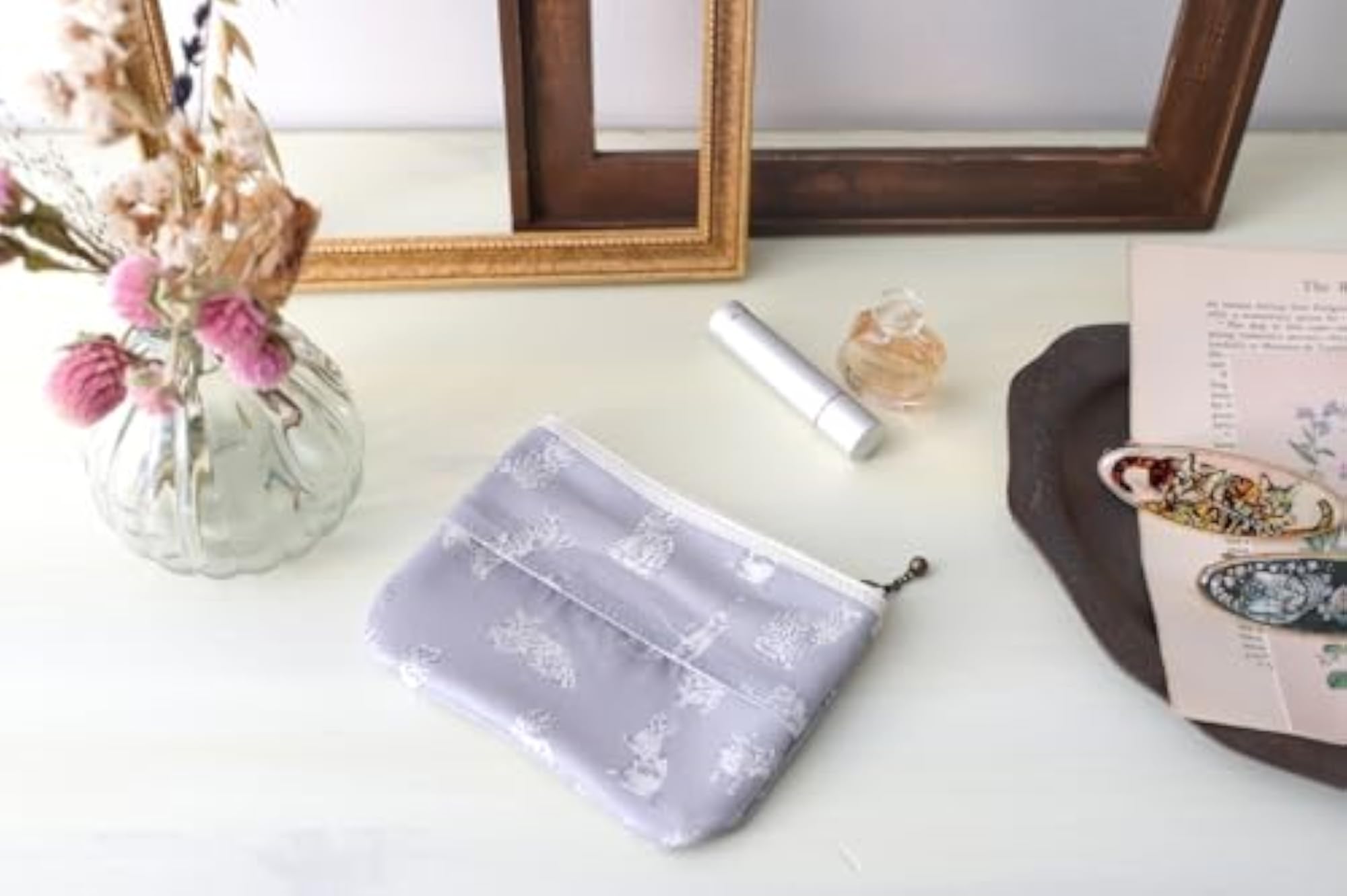 Floret London Tissue Pouch with Liberty Print, Light Gray