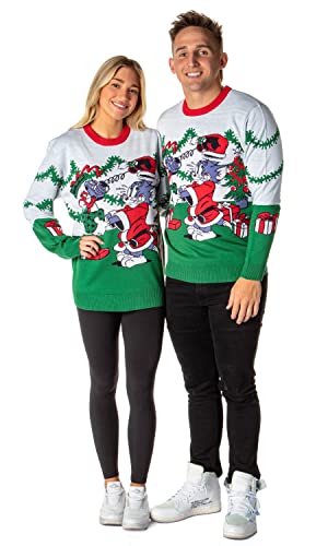 Tom and Jerry Men's Surprise Ugly Sweater Knit Pullover3