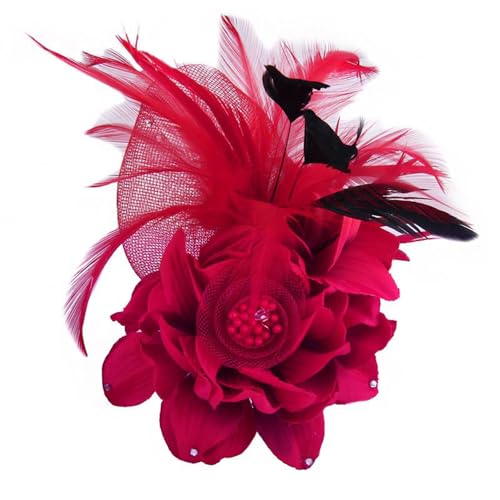 Elegant Flower Brooch for Women Wedding Party Dance Banquet Pins Feather Flower Fascinator Lady...
