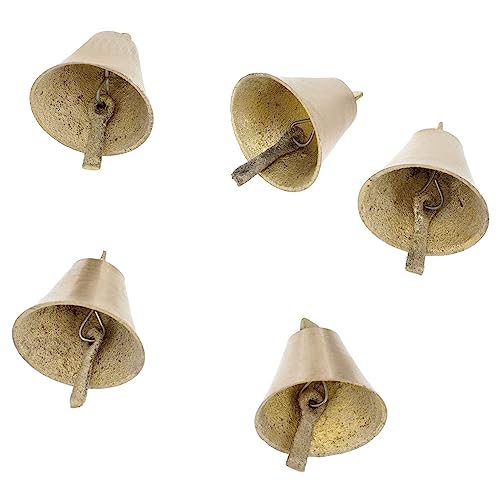 HOOTNEE Classic Vintage Brass Bells 5pcs Livestock Hanging Bells Pet Noise Deterrent Christmas Decor Retro -Saving Design