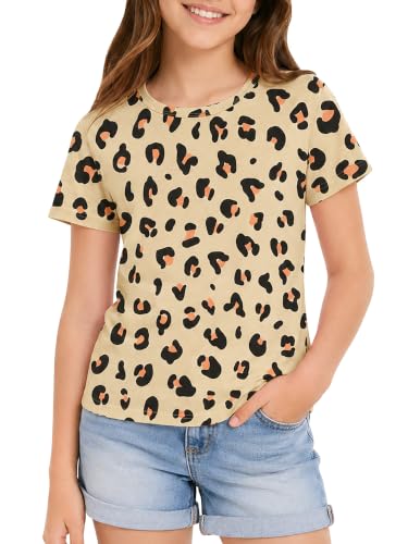 Image of Dvenki Girls Graphic Short Sleeve Crewneck T-Shirt Sizes 6-18 | breathable soft cotton blend, cute graphic prints, summer little and big girls tee, ideal casual wear for school, daily