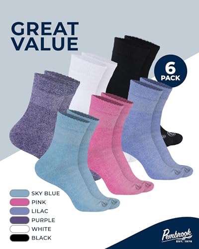 Image of Pembrook Bamboo Viscose Diabetic Socks for Women & Men - 6 Pairs | Breathable Wide Non Binding Plus Size Socks | Loose Fit