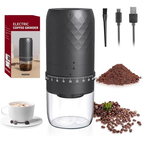 Macinacaffè elettrico, portatile, senza fili, 40 impostazioni di grossolanità regolabili, durata extra lunga, ricaricabile tramite USB, per caffettiera francese a rombi