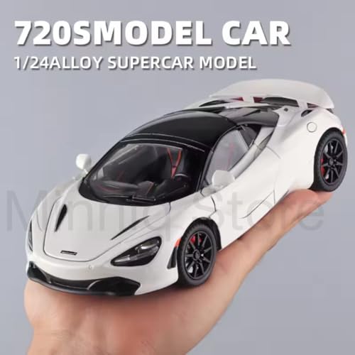 Image of 1:24 Maclaren 720s Sports Model Exclusive Alloy Diecast Pull Back Toy car with Openable Doors & Light Music Toys for Kids Boy Girl Gift (1:24 Maclaren 720s -White)