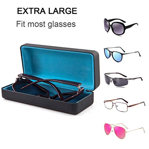 Image of TRIUMPH VISION Sunglasses Case Hard Shell Glasses Case Eyewear Eyeglasses | Sunglass Eyeglass Hard Case for Women and Men Metal PU Leather Lined Storage with Microfiber Cleaning Cloth Protection