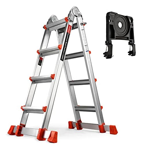 Soctone Ladder, A Frame 4 Step Ladder Extension Ladder, 17 Ft Muti Position Ladder & Removable Tool Tray with Stabilizer Bar, 330 lbs Weight Rating Telescoping Ladder for Household or Outdoor Work