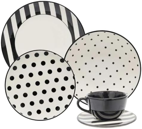 Aparelho de Jantar e Chá 20 Peças Oxford Unni Stripes And Dots