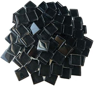 Mosaic Tiles Squares Black Crystal Mosaic Glass Tile for Crafts Bulk DIY Picture Frames Handmade Jewelry Coasters Art Material Decoration,1x1cm,100 Pieces
