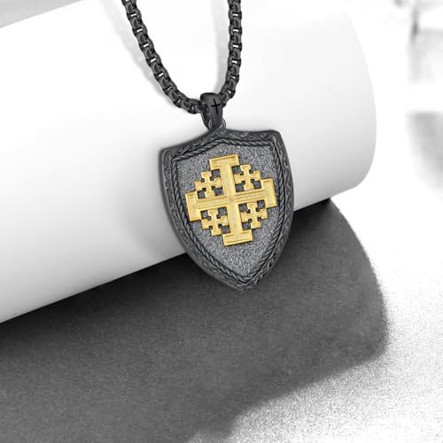 Jerusalem Cross Necklace 925 Sterling Silver Cross Pendent Necklace Religious Jewelry Gifts for Men2