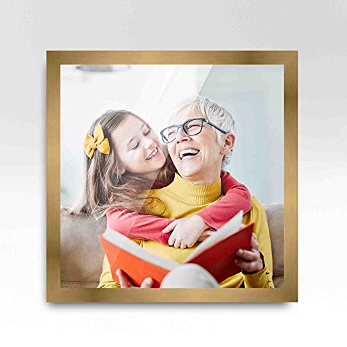 17X17 Frame Gold Bronze Solid Wood Picture Frame Width 0.75 Inches | Interior Frame Depth 0.5 Inches | Bronzo Copper Modern Photo Frame Complete With Uv Acrylic Plexiglass, Foam Board Backing & #TOP1