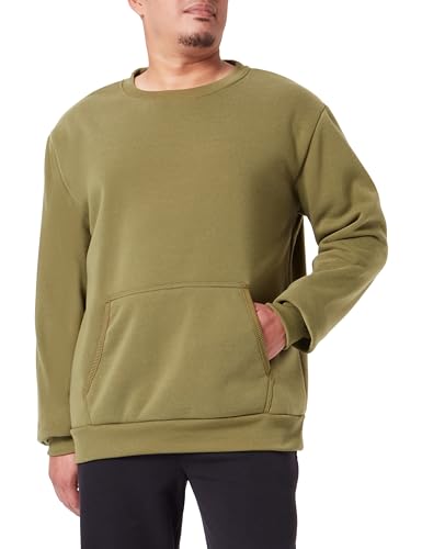 Sweat Tricot Homme Pull Col Rond Polyester Vert Olive Taille XL