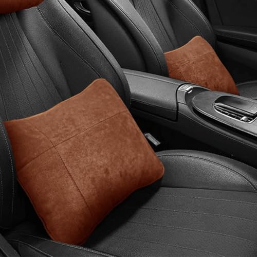 Almohada de apoyo lumbar para coche con cuello para todas las estaciones, negro, beige, gris, café, rojo vino (color café)