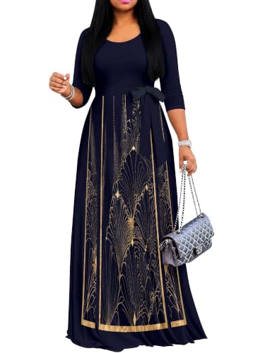 Image of Women's 3 /4 Sleeve Maxi Dress with Pockets
