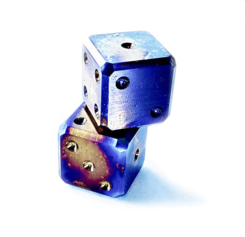 Anodized Titanium Precision CNC Machined Grade II Solid Titanium dice - 6 Sided Casino die Set of 2