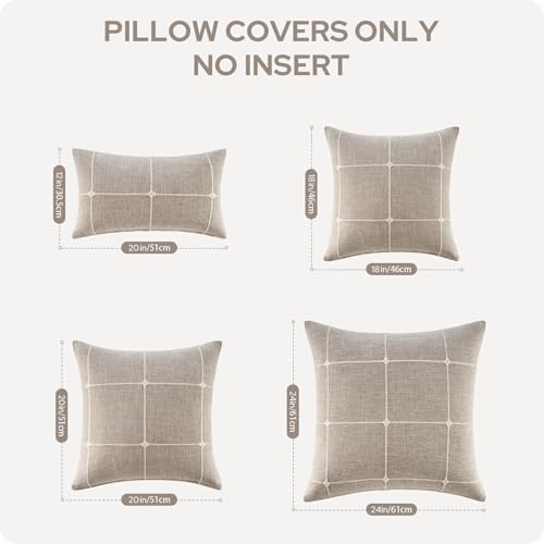 HOMEIDEAS Decorative Plaid Throw Pillow Covers 20x20 Set of 2, Tan Farmhouse Pillow Covers, Neutral Faux Linen Cushion Covers for Couch Sofa Bed Home Decor by HOMEIDEAS - Used condition - Image 9