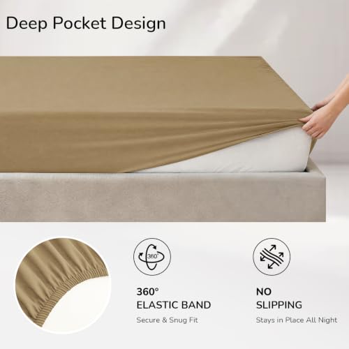 Image of downluxe 7 Pieces King Comforter Set with Sheets, Reversible Bed in a Bag for All Seasons with Comforter, Flat Sheet, Fitted Sheet, 2 Pillowcases and 2 Pillow Shams, Brown /Tan