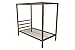 DHP Modern Metal Canopy Platform Bed with Minimalist Headboard and Four Poster Design, Underbed Storage Space, No Box Spring Needed, Twin, Gold