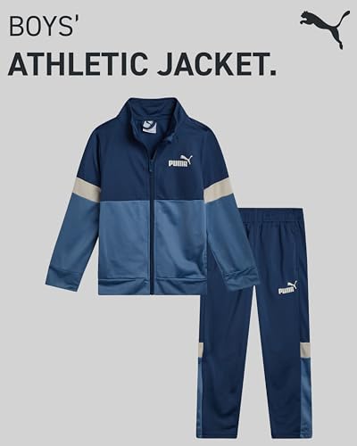 PUMA Conjunto de calças infantis para meninos – 2 peças, jaqueta de tricô, zíper e calça jogger, con