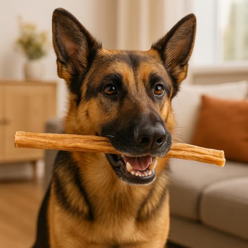 123... Hund dabei! - 1kg Premium Naturgetrocknete Rinderkopfhautstangen 30cm für Hunde - 100% Natürlich & Getreidefrei - Rinderkopfhaut - Für Starke Zähne - 100% Naturprodukt (1kg, 30cm Stangen)