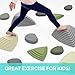 JumpOff Jo - Rocksteady - Balance & Coordination Enhancing Blocks and Stepping Foam Stones, Sensory Toys for Kids - Indoor and Outdoor Obstacle Course (Camo Green, Plus)