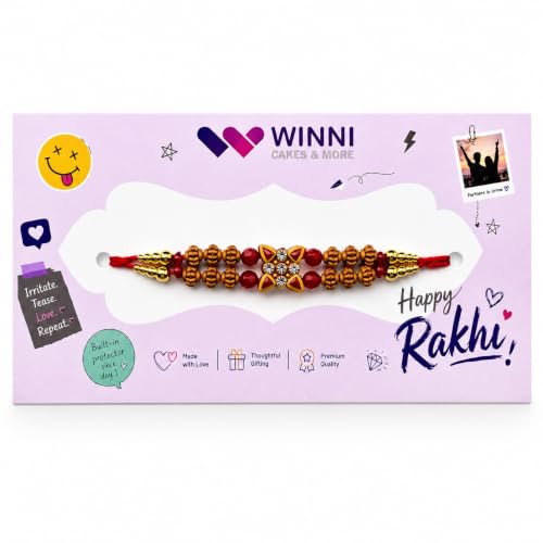 Image of WINNI - Premium 24 Pcs Hazelnut Chocolates + Rakhi Pack | Belgian Dark Chocolates Gift | Handmade Celebration Chocolate Gift Box For Birthday, Anniversary, Valentine's Day, Partner, Couple, Husband, Wife, Girls, Boys, Girlfriend, Boyfriend | Imported Chocolates | Chocolate Bouquet Hamper | Return Gift Box