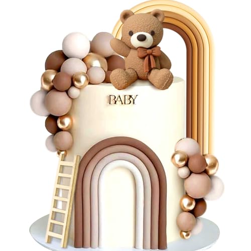 Brown Bear Cake Decoration Beige Brown Balls Cake Topper Boho Bears Cake Cake Decoration Baby Shower Birthday Cake Decoration