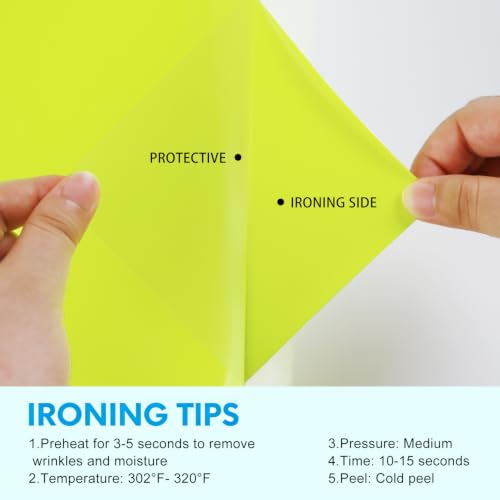 Image of HTV Neon Yellow Iron on Vinyl 12Inch by 12ft Roll HTV Heat Transfer Vinyl for T-Shirt HTV Vinyl Rolls for All Cutter Machine - Easy to Cut & Weed for Heat Vinyl Design (Neon Yellow, 12ft)
