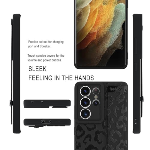 Image of Compatible with Samsung Galaxy S21 Ultra Case with Strap Wrist Black